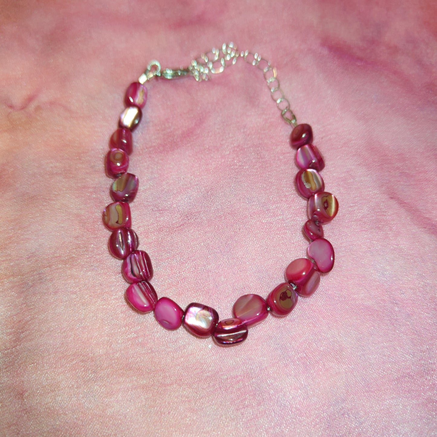 Simpukka pinkki nugetti rannekoru